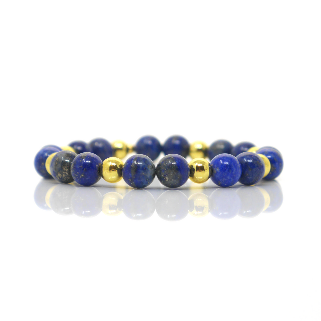 Lapis Lazuli & Gold Hematite Gemstone Bracelet