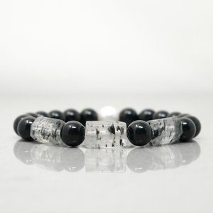 Black Mica Quartz & Onyx Bracelet