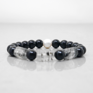 Black Mica Quartz & Onyx Bracelet