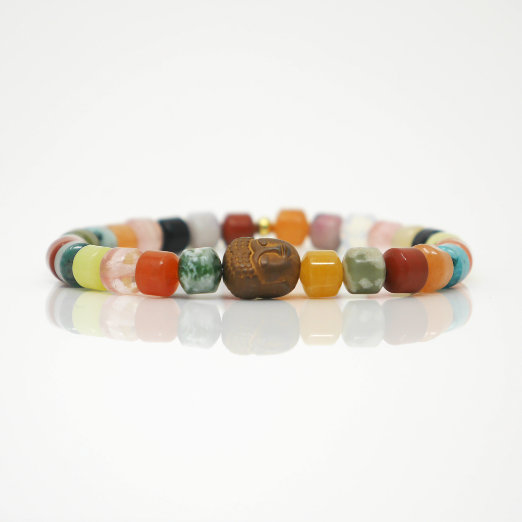 Mixed Gemstone Buddha Bracelet