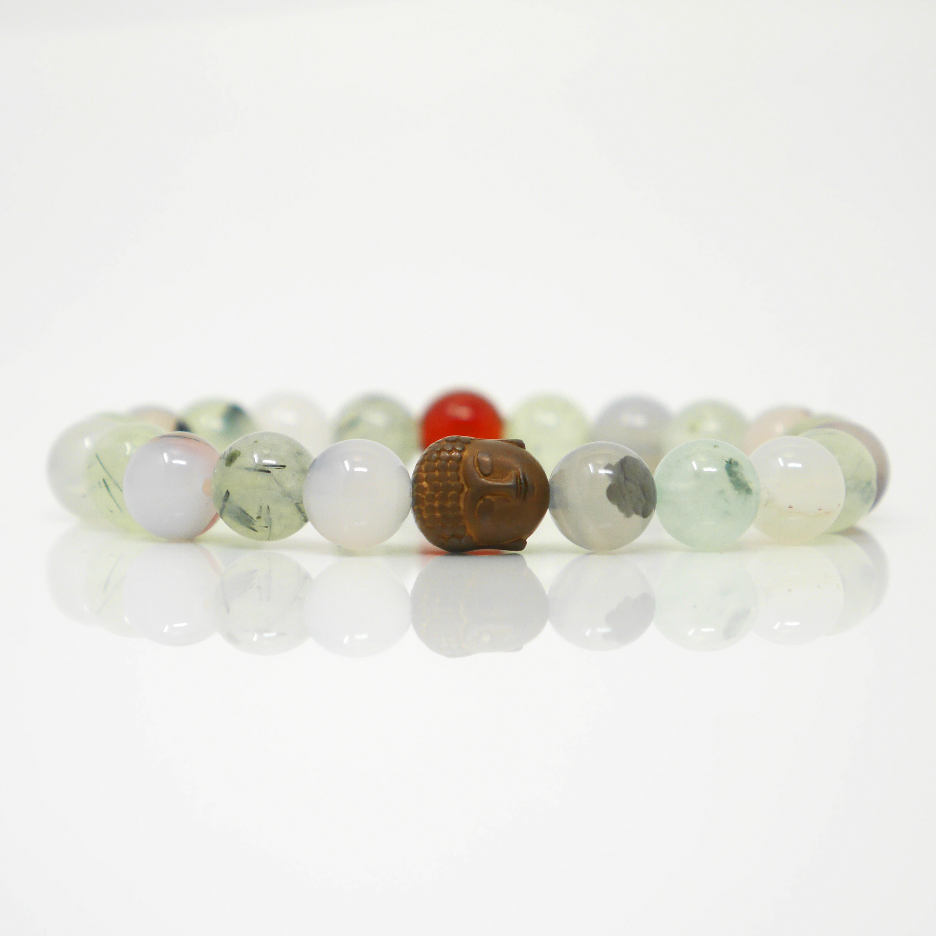 Prehnite & Agate Buddha Bracelet